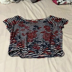 Aeropostale Striped Floral Crop Top